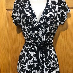 Black and White Floral Top